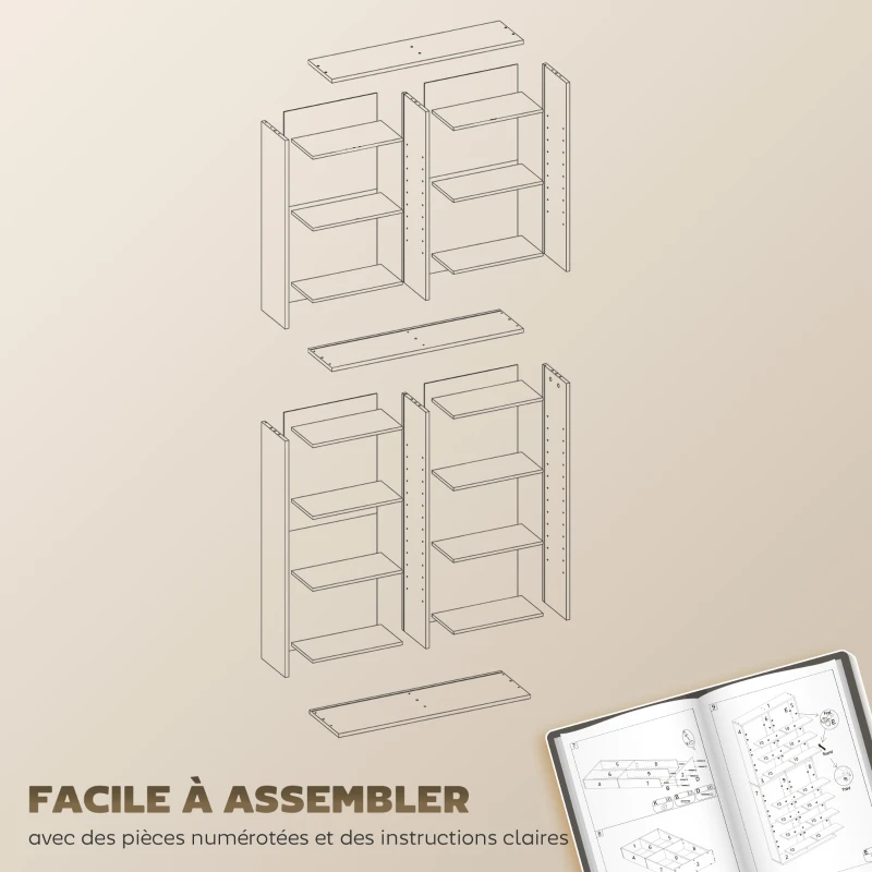 HOMCOM Rangements pour CD et DVD 18 compartiments capacité max. 640 CD/360 DVD 430 Blu-ray 78,5 x 24 x 175 cm bois naturel