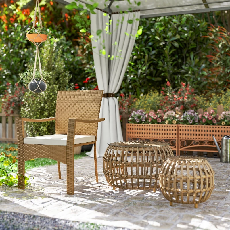 Zestaw 2 stolików bocznych Polyrattan Ø66/42 cm, brązowy