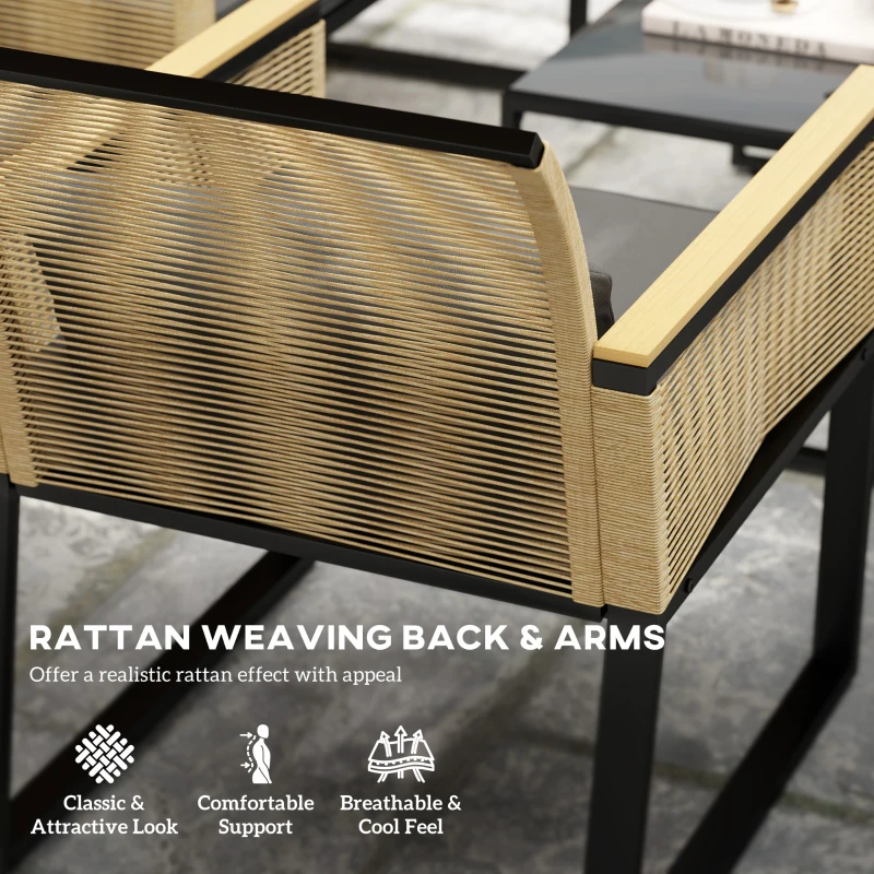 Outsunny Zestaw mebli ogrodowych z polirattanu dla 4 osób, wodoodporny