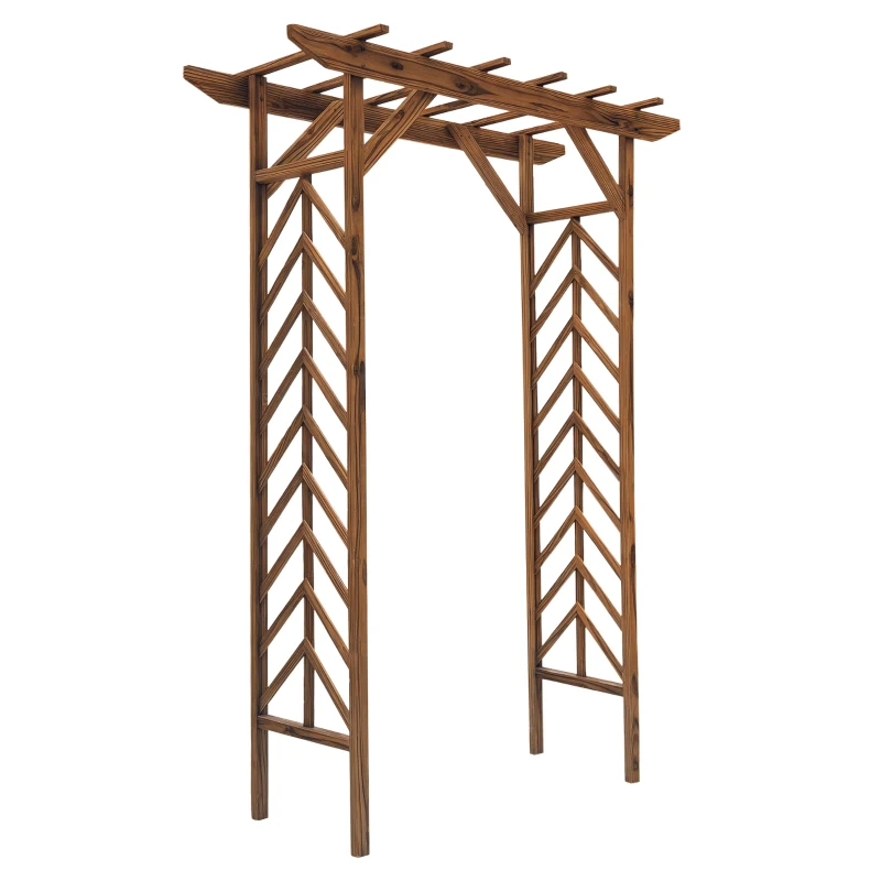 Outsunny Wooden Garden Arbor, Arch Trellis with Classic Countryside Style, Pergola Style Roof for Climbing Vines