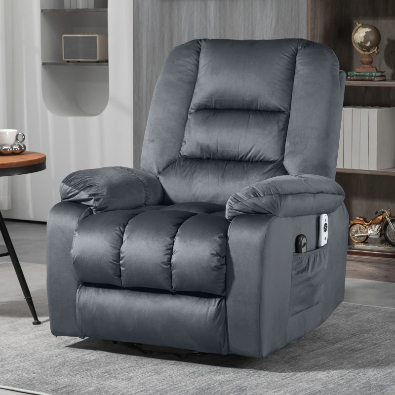 HOMCOM Fauteuil releveur électrique fauteuil de relaxation inclinable 8 points de massage vibrants 85 x 94 x 107 cm gris