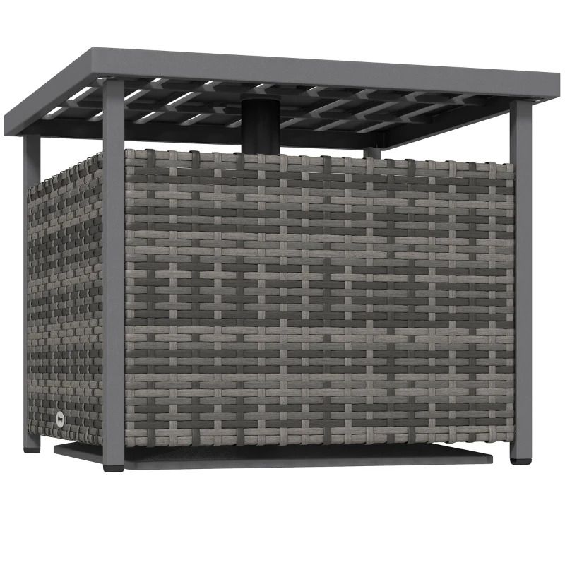 Outsunny Outdoor Rattan Wicker Coffee Table w/ Umbrella Hole Suitable for Garden Garden