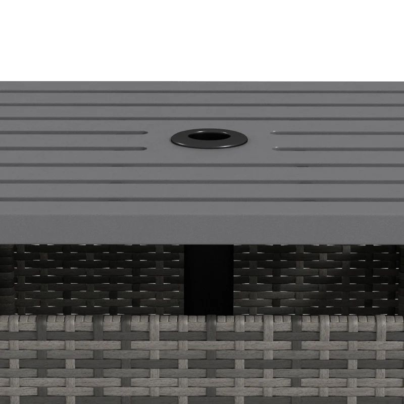 Outsunny Outdoor Rattan Wicker Coffee Table w/ Umbrella Hole Suitable for Garden Garden