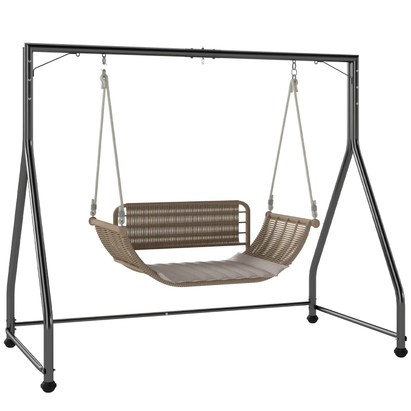 Outsunny Telaio per dondolo da giardino per 2-3 posti o seduta sospesa, Nero