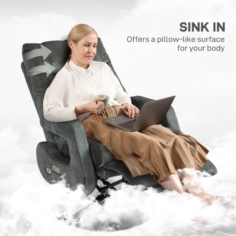 Fotel elektryczny obrotowy z funkcją leżenia, ciemnoszary