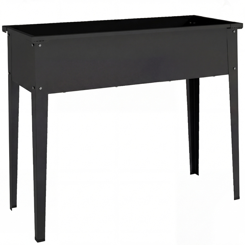 Outsunny Hochbeet aus Metall, Erhöhtes Pflanzbeet 80L mit abgerundeten Kanten, Entwässerungsloch, 100 x 40 x 80 cm, Schwarz