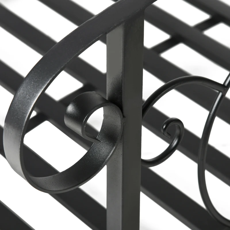 Outsunny 184cm Metal Arch Garden Garden Bridge, Safety Siderails, Arc Footbridge for Garden Creek, Stream, Pond, Black