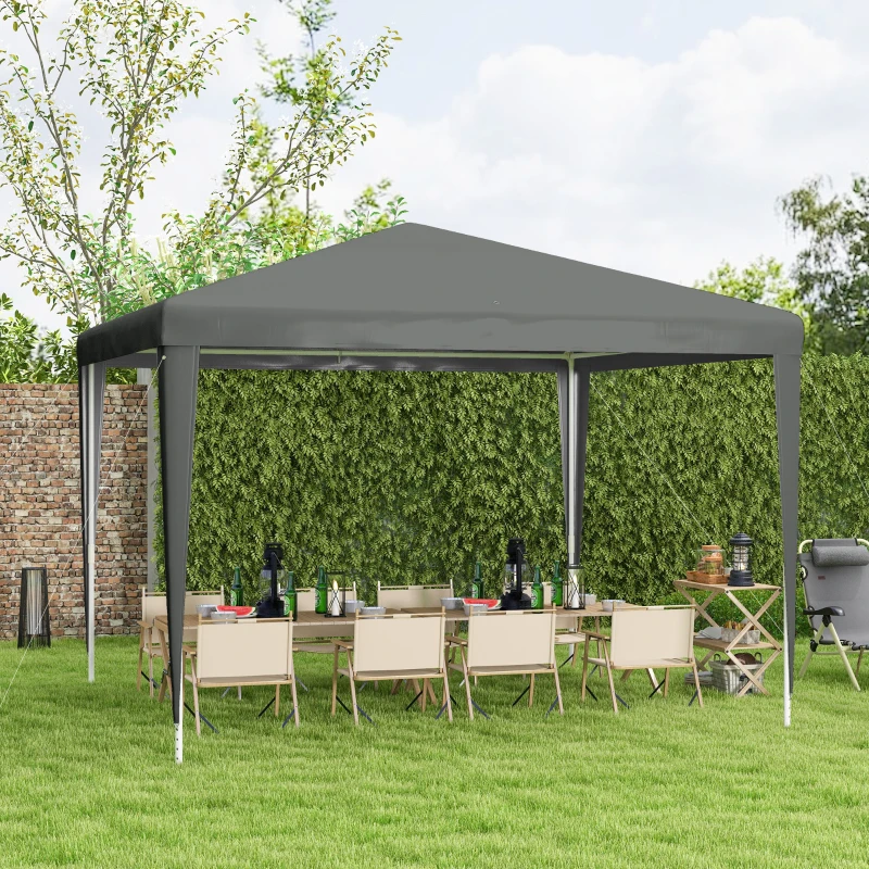 Outsunny Tonnelle de jardin 3 x 3 m, barnum tente de réception Structure en acier, tissu PE pour fêtes et mariages, gris