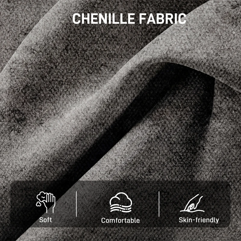 HOMCOM Obrotowy Fotel Akcentowy, Chenille, Wysokie Oparcie, Głębokie Siedzisko, Ciemnoszary