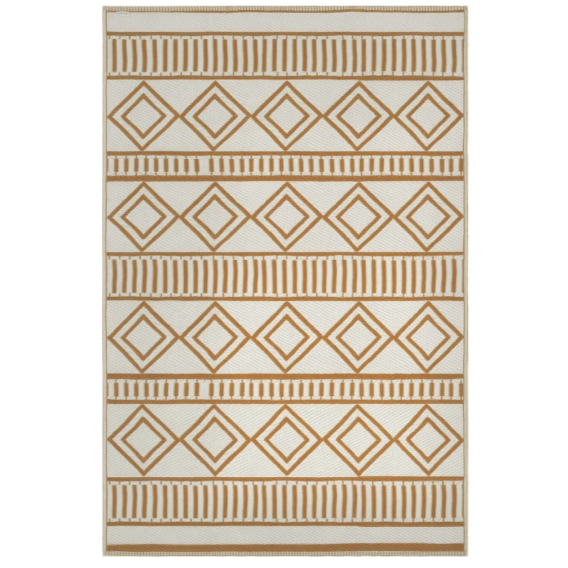 Outsunny Dywan zewnętrzny na taras, odporny na warunki atmosferyczne, nowoczesny design, 121 cm x 182 cm x 0,3 cm, Zielony + Krem