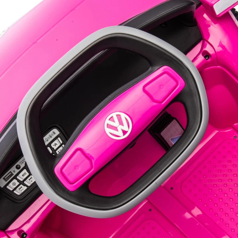 AIYAPLAY Coche Eléctrico para Niños de +3 Años Volkswagen E-Buggy 12V con Mando a Distancia 2,4 G Ruedas con Suspensión Rosa