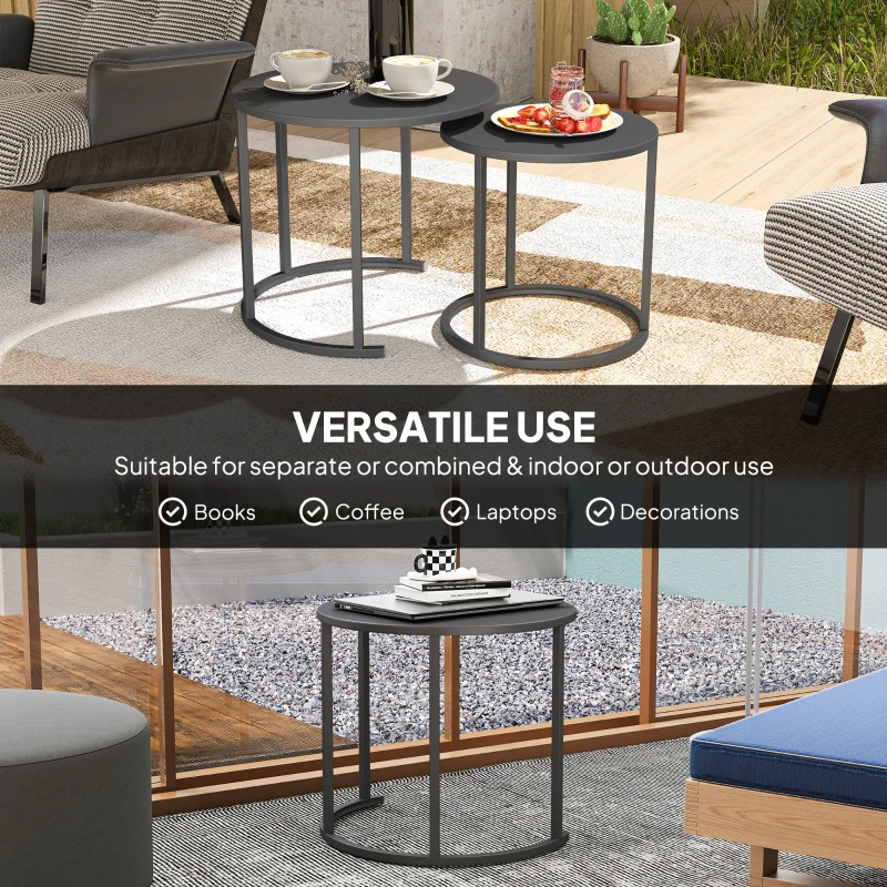 Stolik boczny 2 szt. okrągły, składany, na balkon, wodoodporny