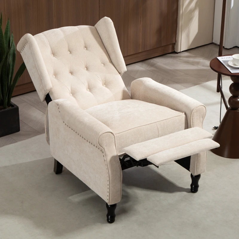 HOMCOM 150° Reclining Vintage Armchair, with footrest - Beige