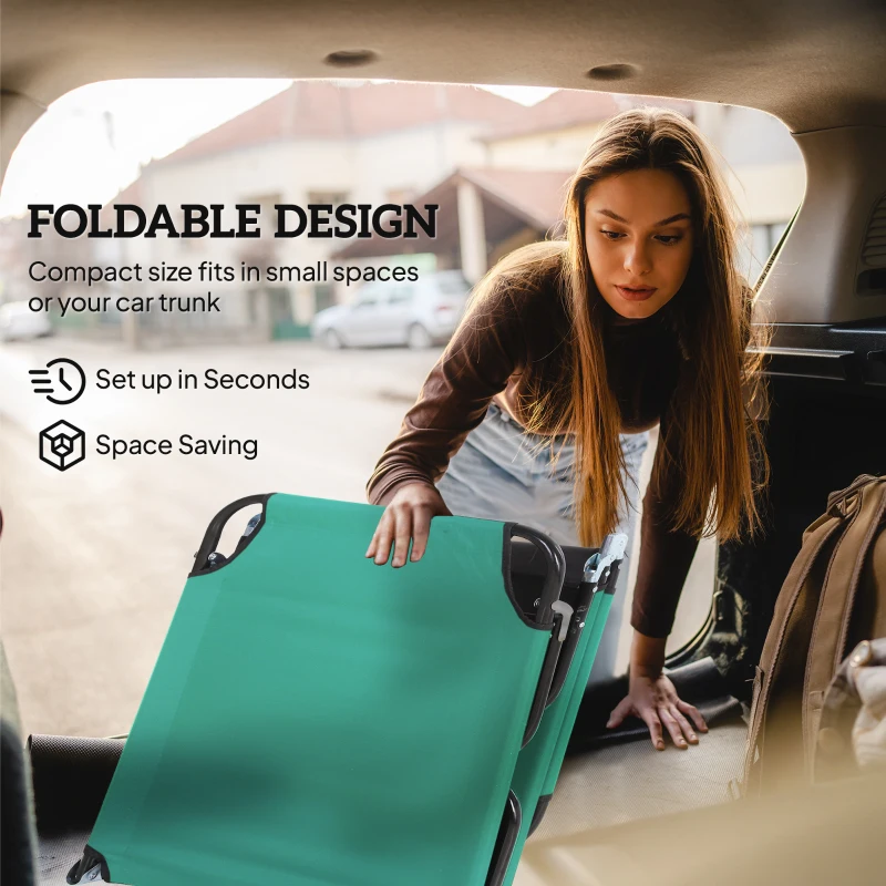 Outsunny Foldable Sun Lounger with 5-Position Adjustable Backrest, Outdoor Portable Recliner Chaise Lounge Chair, Green