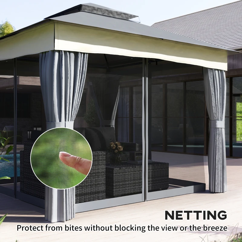 Outsunny Pawilon ogrodowy 3x3 m, wodoodporny, z dachem podwójnym