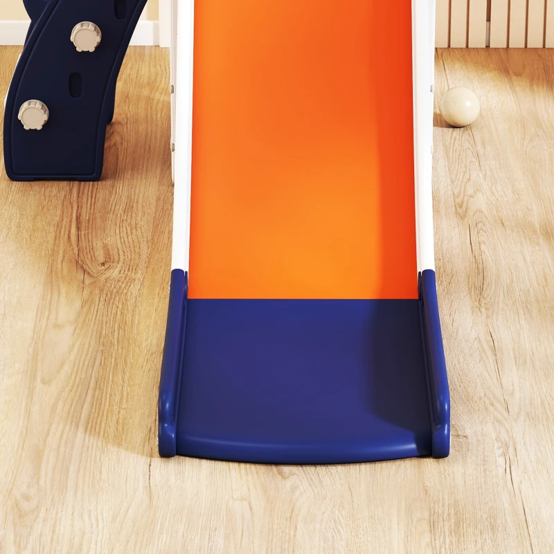 AIYAPLAY 5 in 1 Kids Slide Set with Basketball Hoop, Climbing Frame, Telescope, Storage Box for Toddlers Ages 1-3, Orange