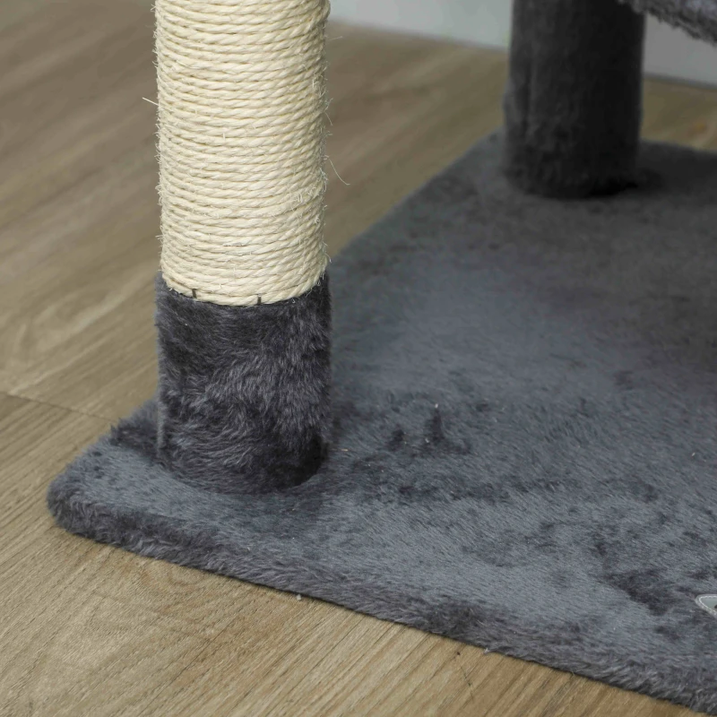 PawHut 202cm Large Cat Tree with 6 Scratching Posts, 2 Hammocks, 2 Condos, 2 Perches, Pompoms, for Indoor Cats to Rest and Play