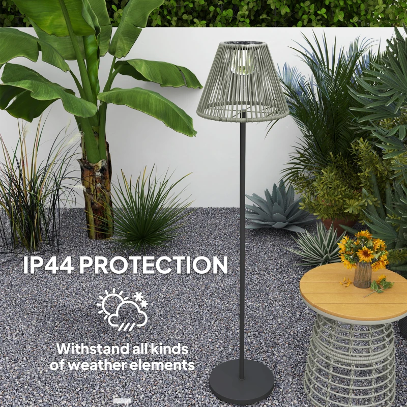 Outsunny Lampa solarna z rattanu, czujnik światła, 25 LED, IP44