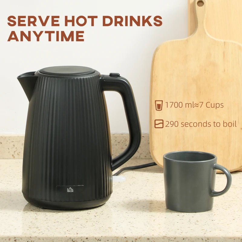 HOMCOM Czajnik elektryczny, 1,7 L, funkcja szybkiego gotowania, 2200 W, wyjmowany filtr antyosadowy, automatyczne wyłączanie, Czarny