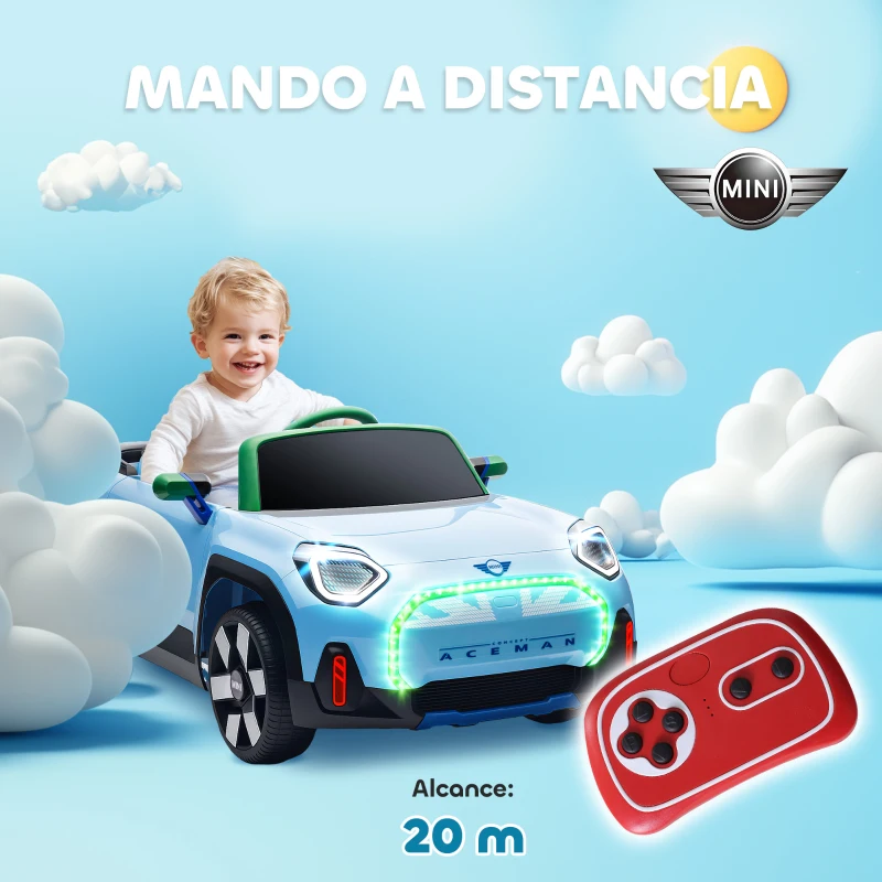 AIYAPLAY Coche Eléctrico para Niños de +3 Años MINI Concept Aceman con Bluetooth Mando a Distancia Motor Doble Azul