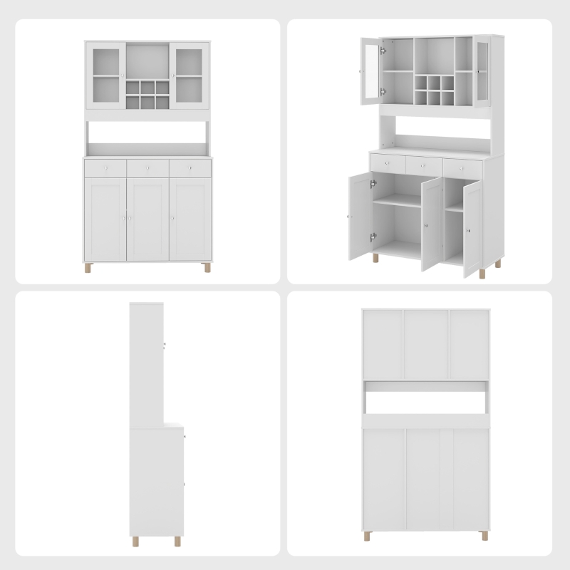 HOMCOM Biała szafka artystyczna 180cm – Witryna na dzieła i organizer do pracowni – Szkło, szuflada & regulowane półki – 100x40cm(m-17)