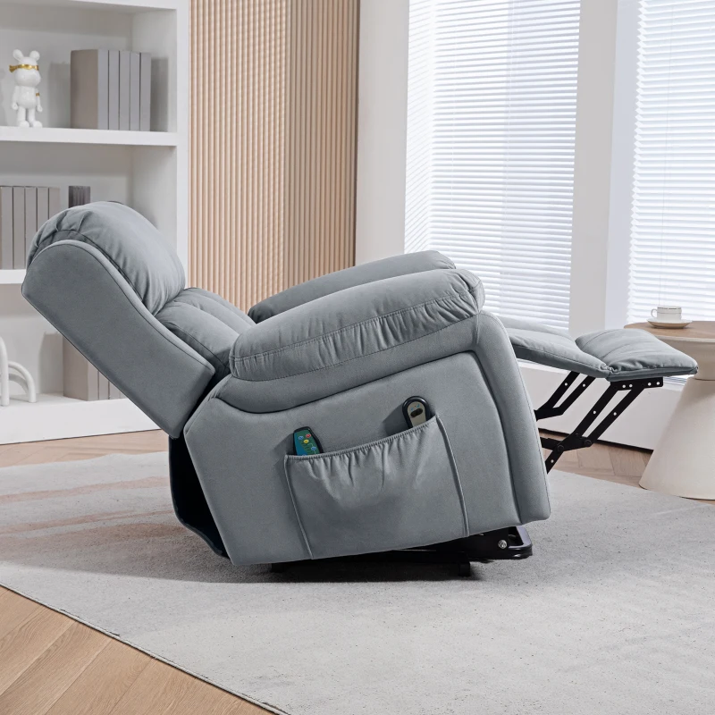 HOMCOM Sillón Levanta Personas con 8 Punto de Masaje Función de Calentamiento Mando a Distancia y Bolsillo Lateral Gris