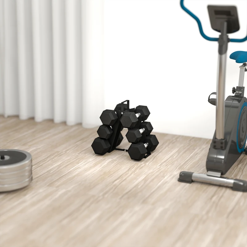 SPORTNOW Conjunto de Halteres 2x4 kg 2x6 kg 2x8 kg com Suporte de Armazenamento para Exercício e Treino Preto