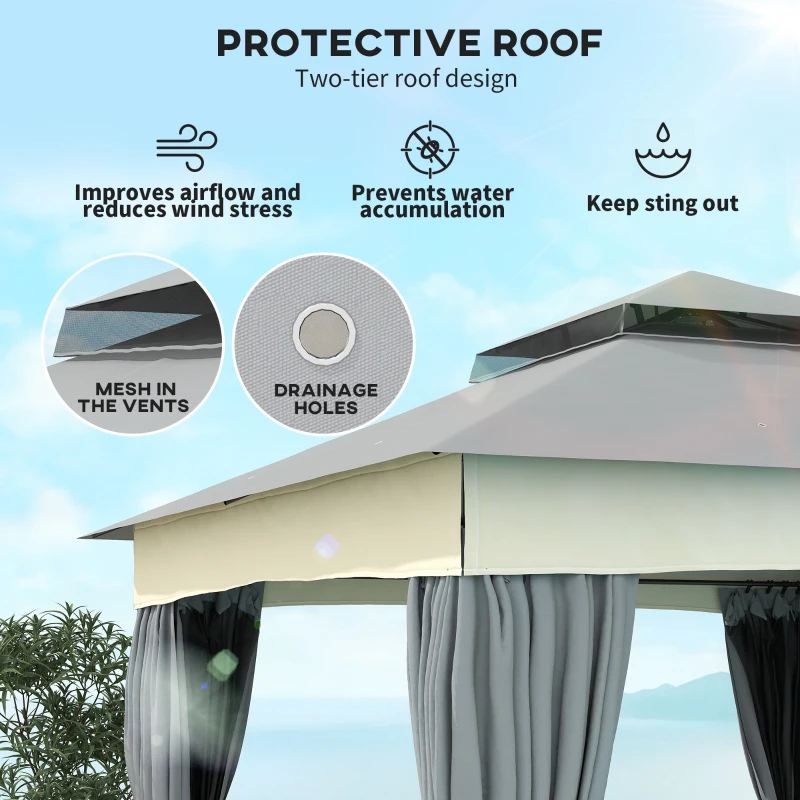 Outsunny Pawilon ogrodowy 3x3 m, wodoodporny, z dachem podwójnym
