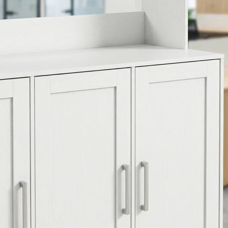 HOMCOM Szafka kuchenna, Design skandynawski, 4 szafki, Regulowane półki, Drzwi ze szkła, Otwarta przestrzeń, Płyta wiórowa, MDF, Biały(m-12)