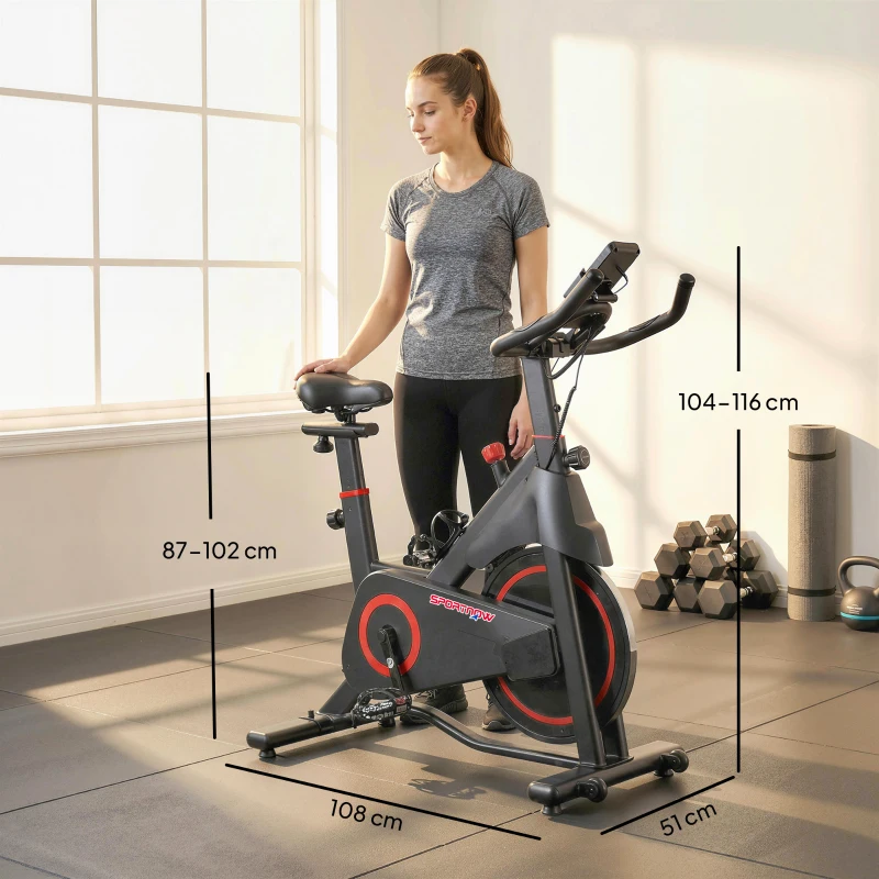 SPORTNOW Exercise Bike, Stationary Bike with Adjustable Magnetic Resistance, Indoor Cycling Equipment with LCD Display