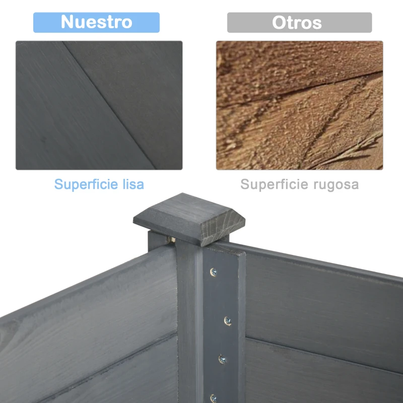 Outsunny Huerto Urbano Elevado de Madera 122,5x56,5x76 cm con Tela no Tejida para Cultivos Plantas Flores Gris Oscuro