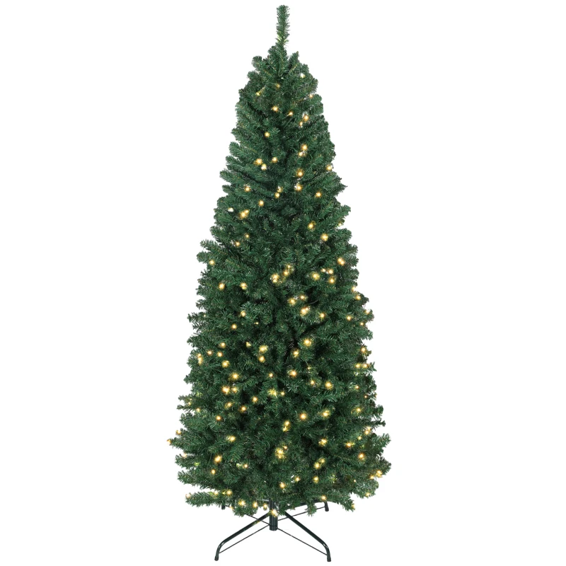 HOMCOM Sapin de Noël artificiel 180 cm, arbre de Noël, lumières LED synchronisées colorées et télécommande, 899 pointes, vert