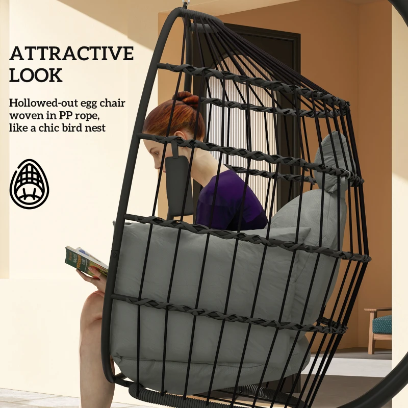 Wiszący fotel w kształcie jaja, składany, do ogrodu