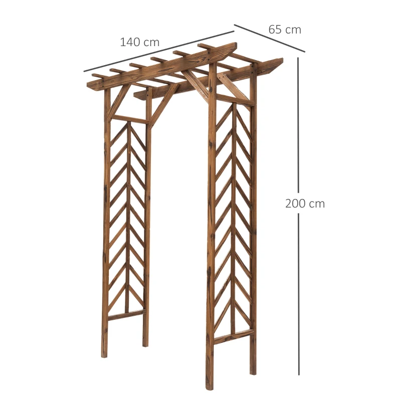 Outsunny Wooden Garden Arbor, Arch Trellis with Classic Countryside Style, Pergola Style Roof for Climbing Vines