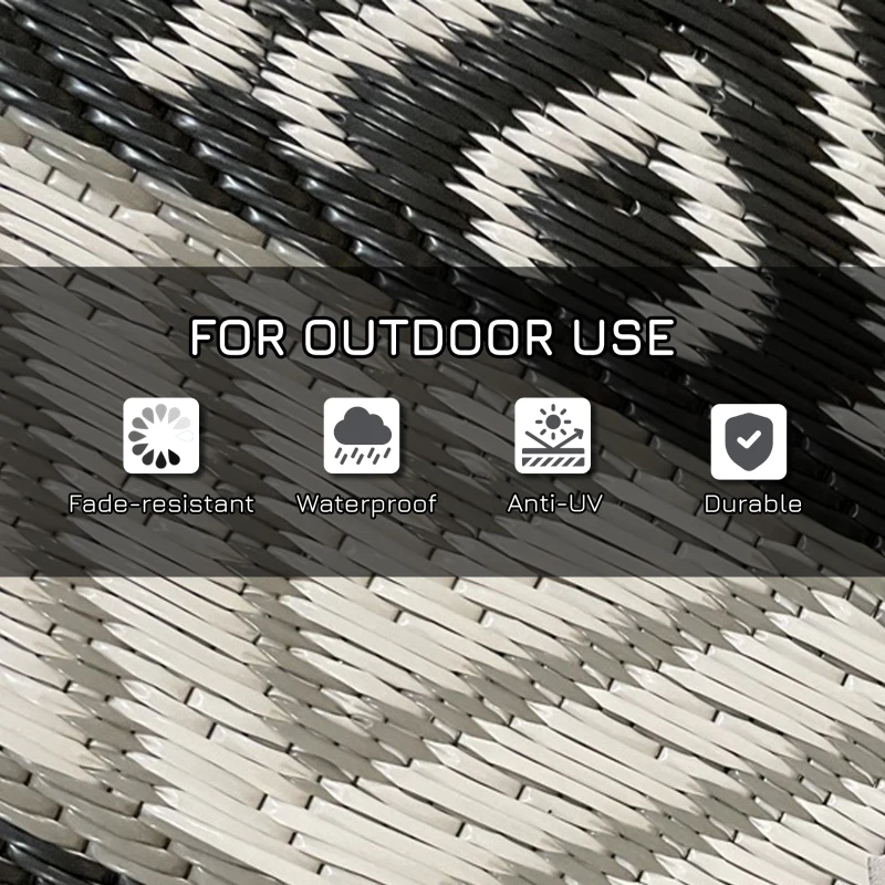 Outsunny Dywan Zewnętrzny Na Taras, Wodoszczelny, Nowoczesny Design, 365 cm x 274 cm x 0.3cm, Czarno+Biały