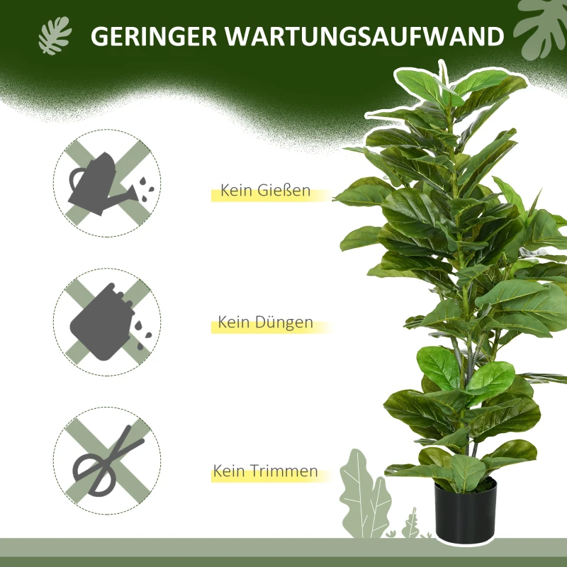 HOMCOM Künstliche Ficus-Pflanze, 110 cm hoch mit 90 Blättern & Topf für Wohnzimmer