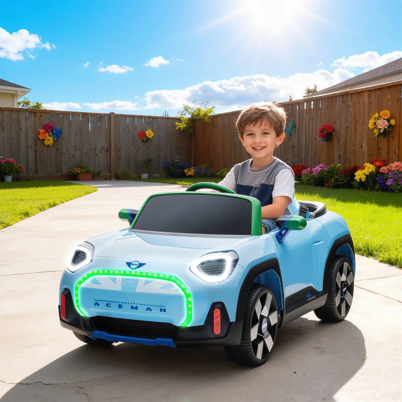 AIYAPLAY Coche Eléctrico para Niños de +3 Años MINI Concept Aceman con Bluetooth Mando a Distancia Motor Doble Azul