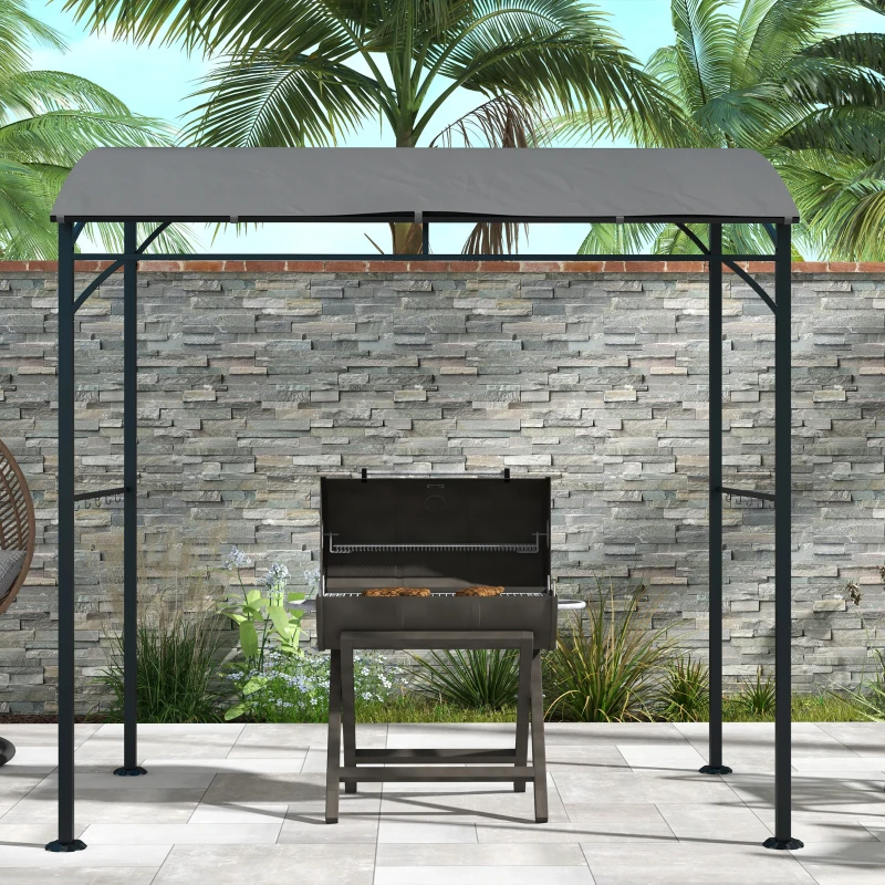 Outsunny Barbecuepaviljoen BBQ grill paviljoen 215 x 150 x 180 / 220 cm met vlamwerend dak staal