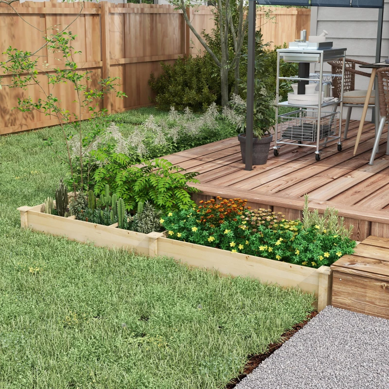 Outsunny Jardinière en bois pour extérieur avec séparateurs sans fond - bois de sapin pré-huilé bois naturel