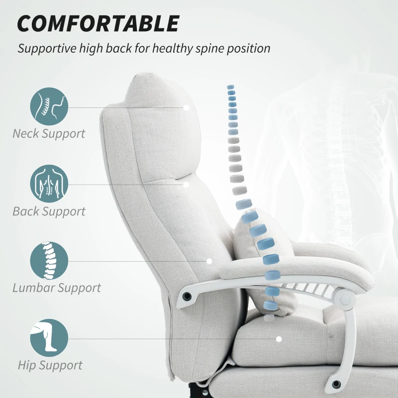 Ergonomiczny fotel biurowy z podparciem lędźwiowym, podnóżek