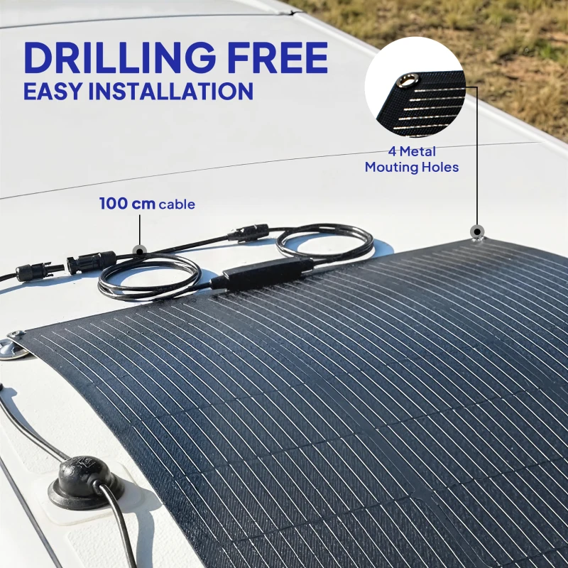 HOMCOM Panel solarny 100W 18V Przenośne ładowanie solarne z 2 portami USB, ekranem LCD, wodoodporność IP67