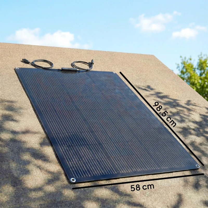 HOMCOM Panel solarny 100W 18V Przenośne ładowanie solarne z 2 portami USB, ekranem LCD, wodoodporność IP67