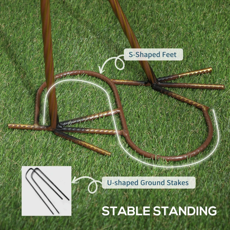 Outsunny Heron Garden Statue, Standing Garden Ornament, Metal Garden Gift with Stakes, 28 x 17 x 63 cm, Multi-Colour