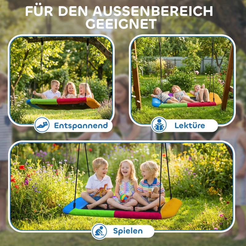 AIYAPLAY Nestschaukel Höhenverstellbar Hängeschaukel bis zu 300kg mit verstellbarer Seile für 3-8 Jahre 148x77x180 cm Mehrfarbig