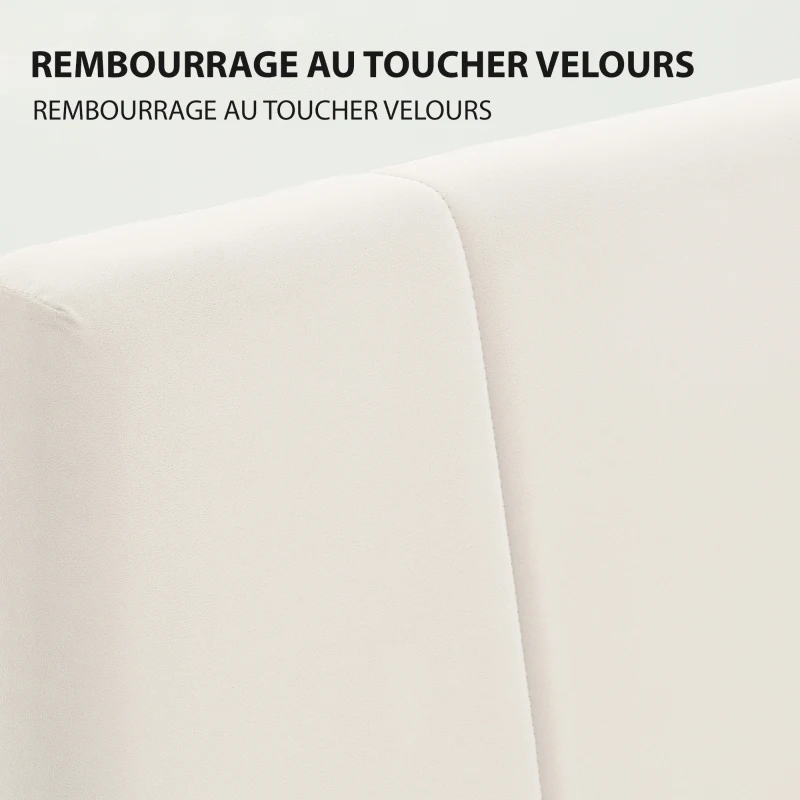 HOMCOM Cadre de lit double 140 x 190 cm lit 2 personnes tête de lit réglable sommier 150 x 198 x 101/106/111/116/121 cm crème
