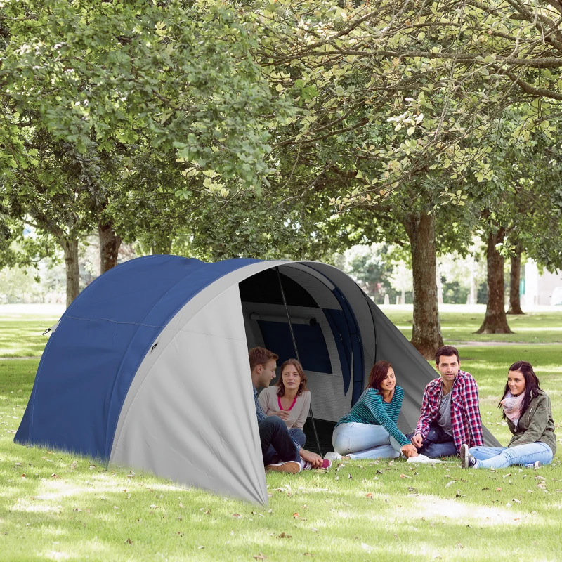 Outsunny Tente de camping familiale 3-4 personnes étanche légère ventilée facile à monter, dim. 390L x 315l x 188H cm