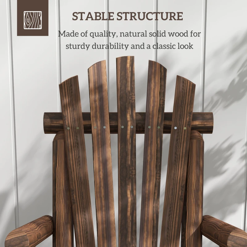 Outsunny Fotel ogrodowy, Zewnętrzny Fotel z Wysokim Oparciem, do 113 kg, Odporny na warunki atmosferyczne, Drewno Naturalne, Brązowy