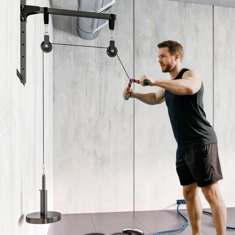 SPORTNOW Poulie musculation maison, cable machine musculation exercices de flexion des biceps, des triceps et des bras