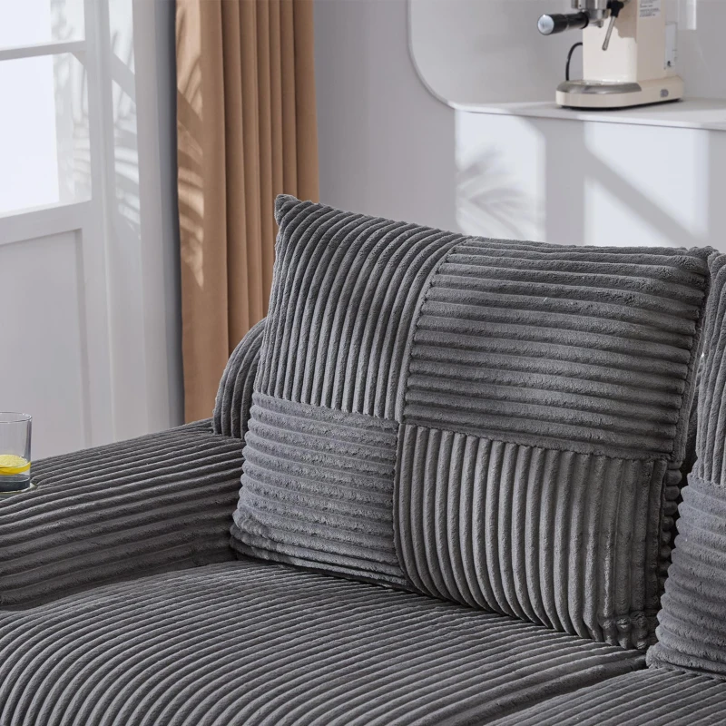 Modulares 2-Sitzer-Cordsofa, mit Getränkehalter und Seitentasche, 200 x 99 x 80 cm, Dunkelgrau