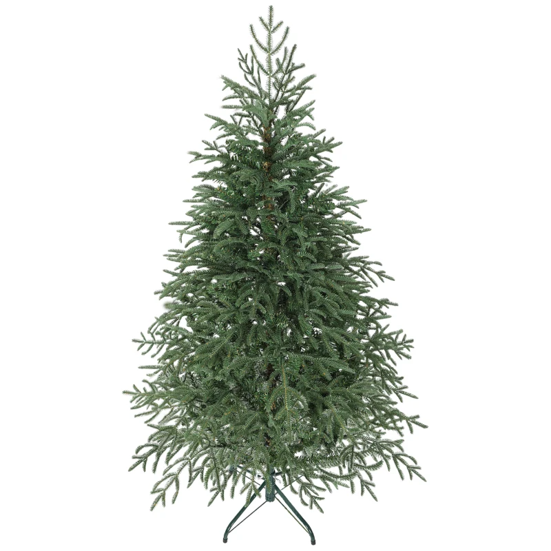 HOMCOM Albero di Natale Artificiale da 150 cm e Ignifugo con 1375 Rami Realistici, Base in Metallo Pieghevole